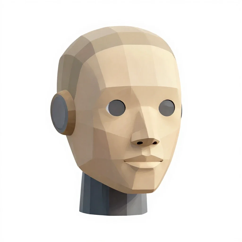 Humanoid robot head isolated on a white background
