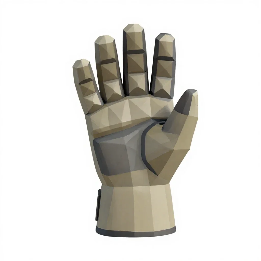 Powered exosuit gauntlet isolated on a white background