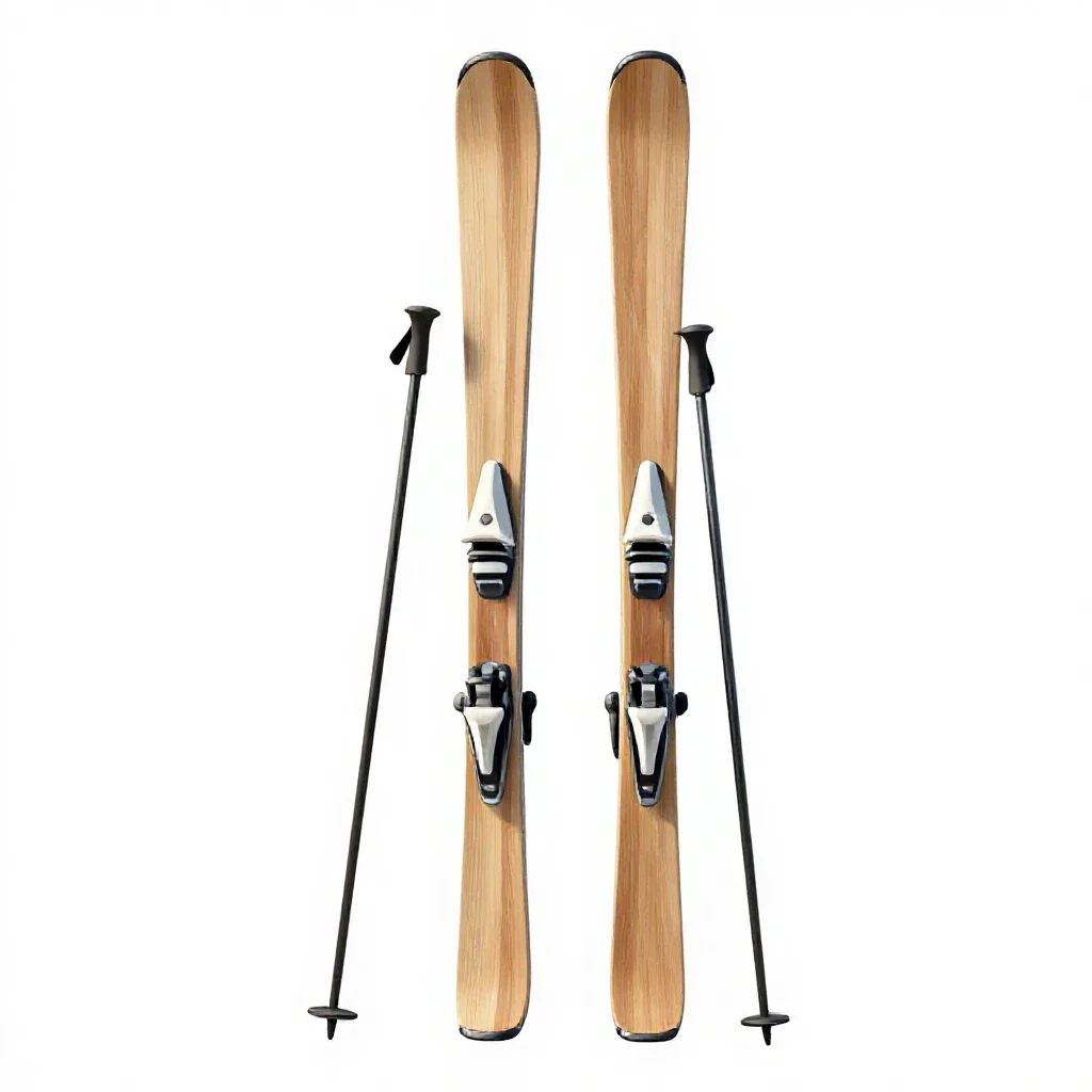 Pair of skis with poles isolated on a white background