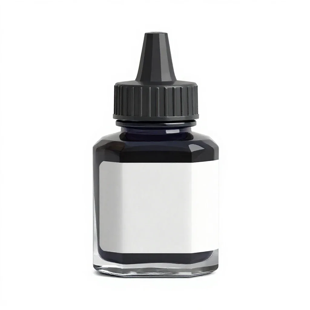 Bottle of india ink isolated on a white background