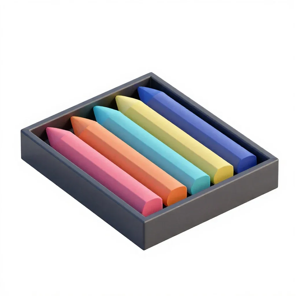 Box of pastels isolated on a white background