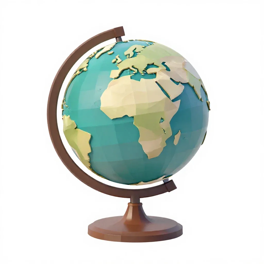 Globe on a stand isolated on a white background