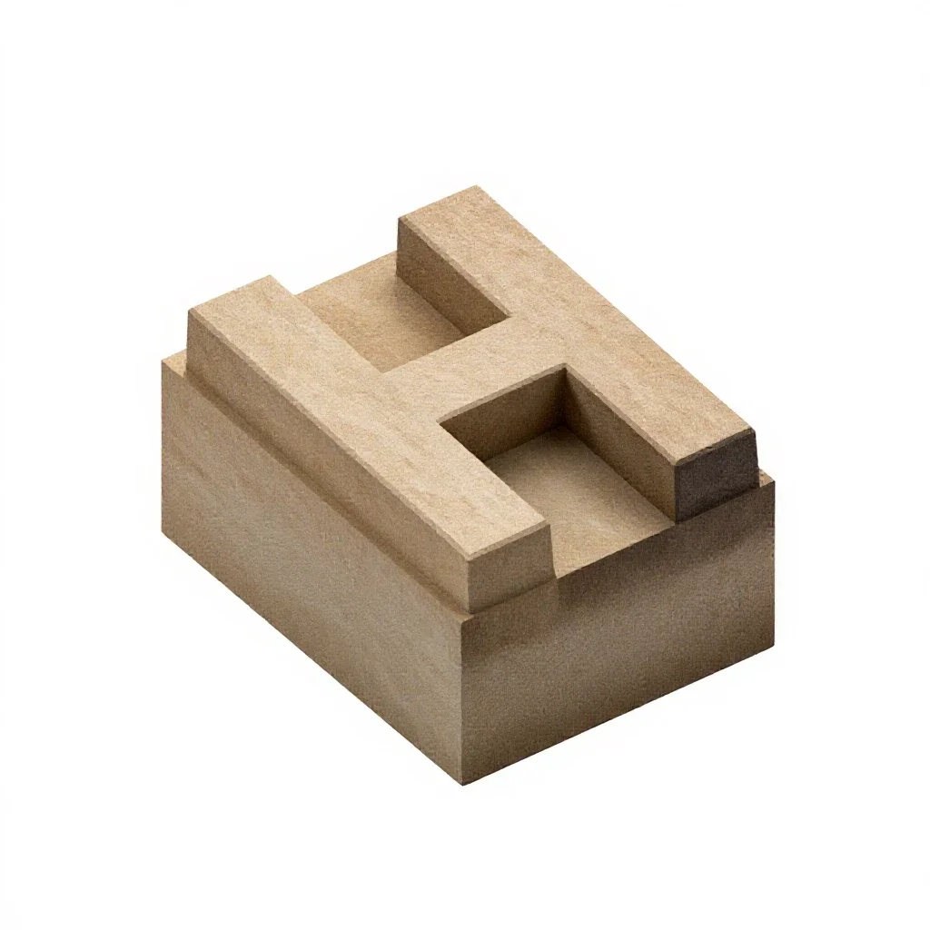 Letterpress type block isolated on a white background