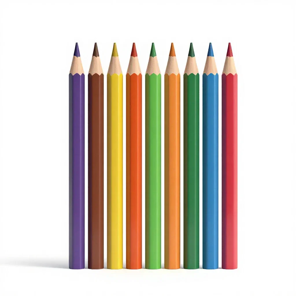 Set of coloured pencils isolated on a white background
