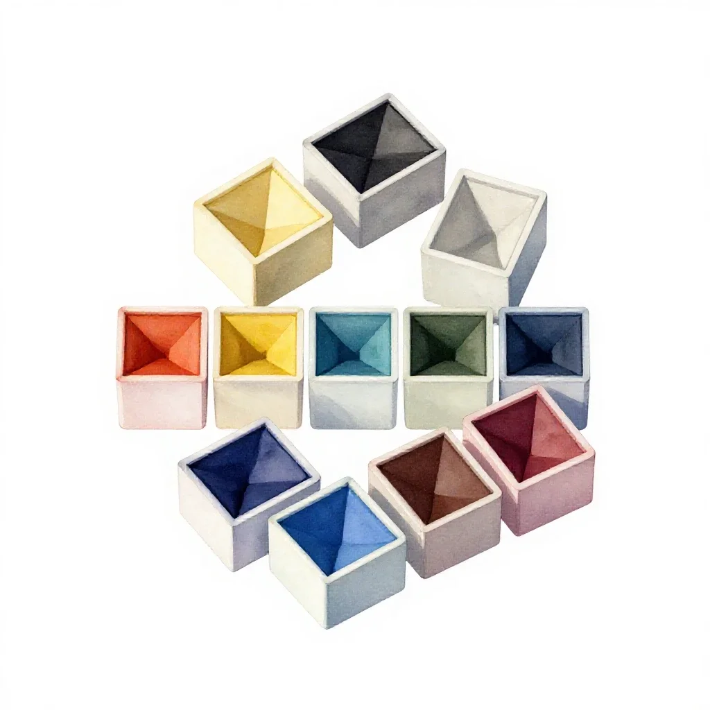 Set of watercolour pans isolated on a white background