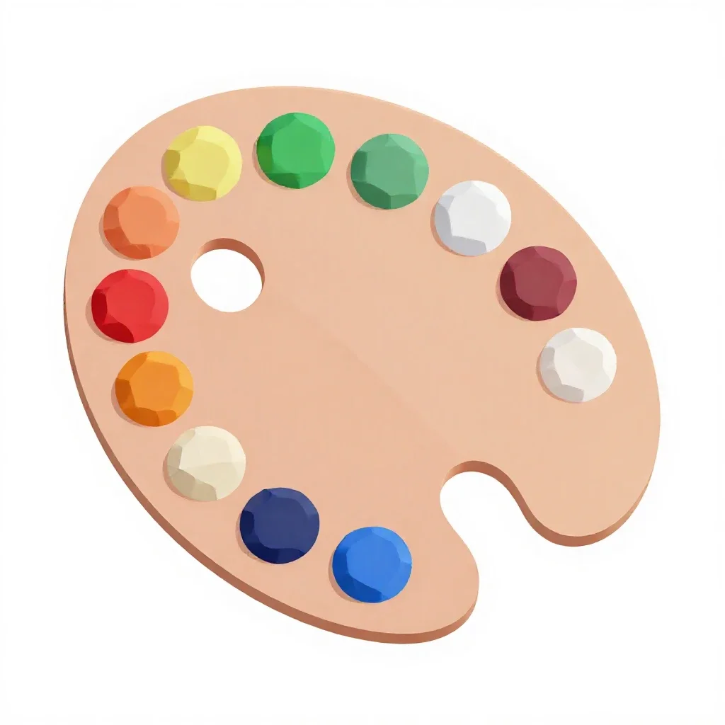 Artist palette with paint isolated on a white background