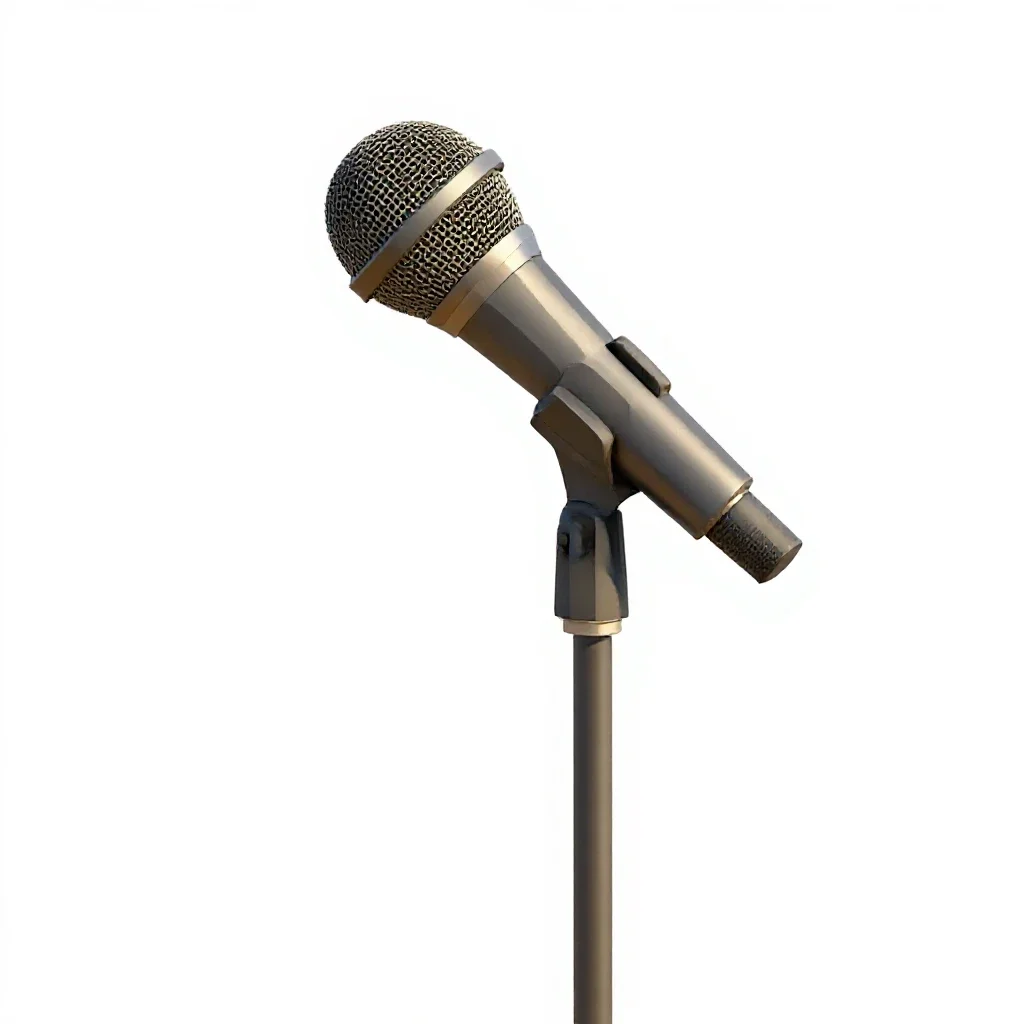 Boom microphone on a stand isolated on a white background