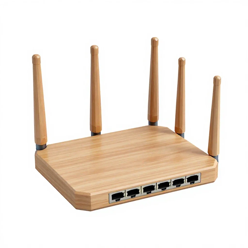 Network router with antennas isolated on a white background