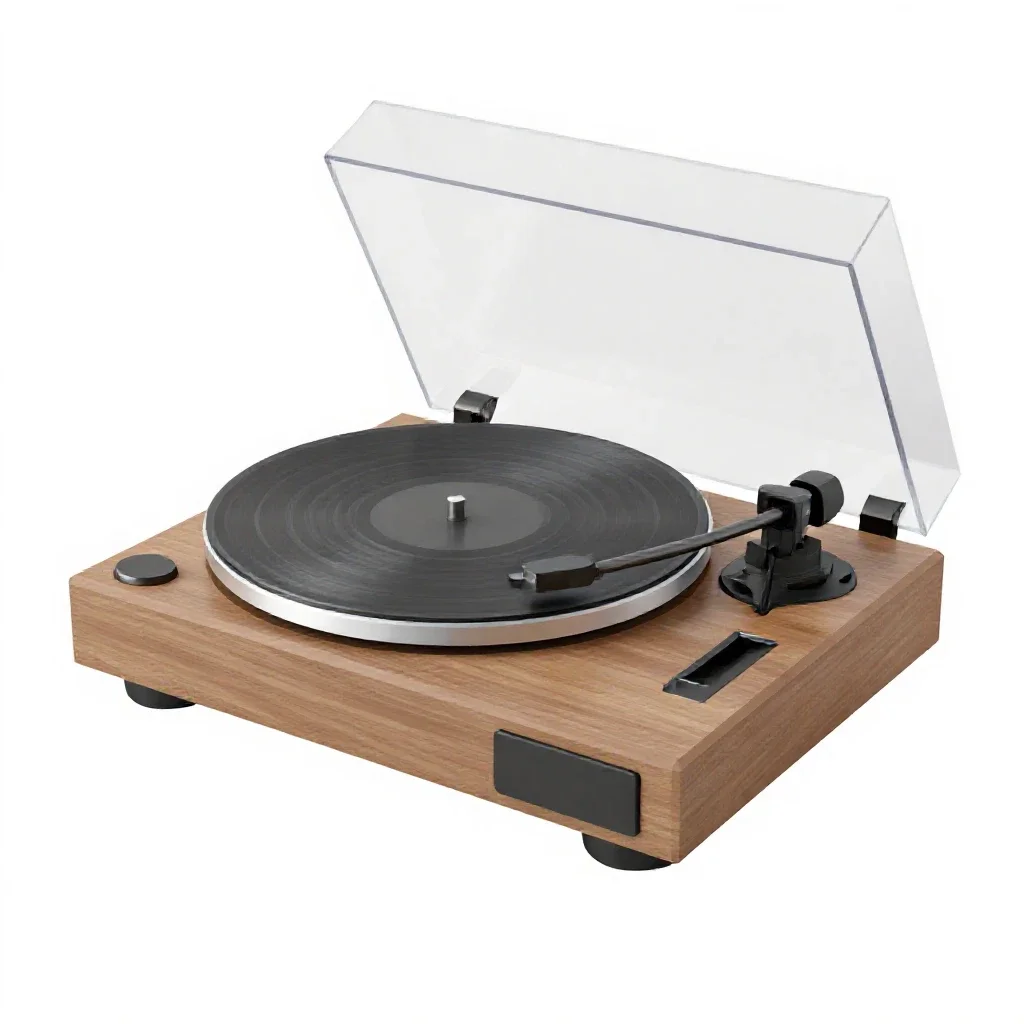 Turntable record player isolated on a white background