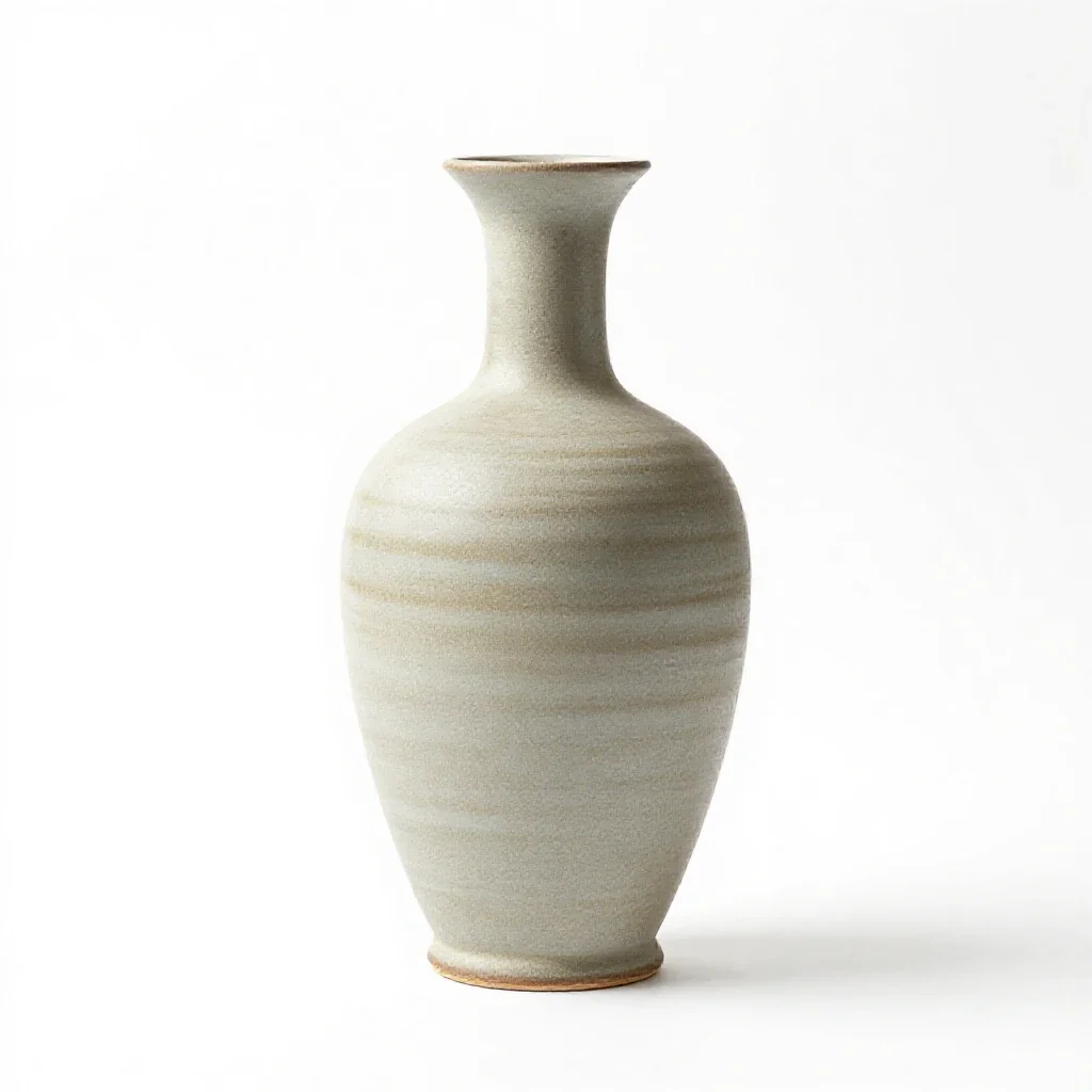 Ceramic vase with a narrow neck isolated on a white background