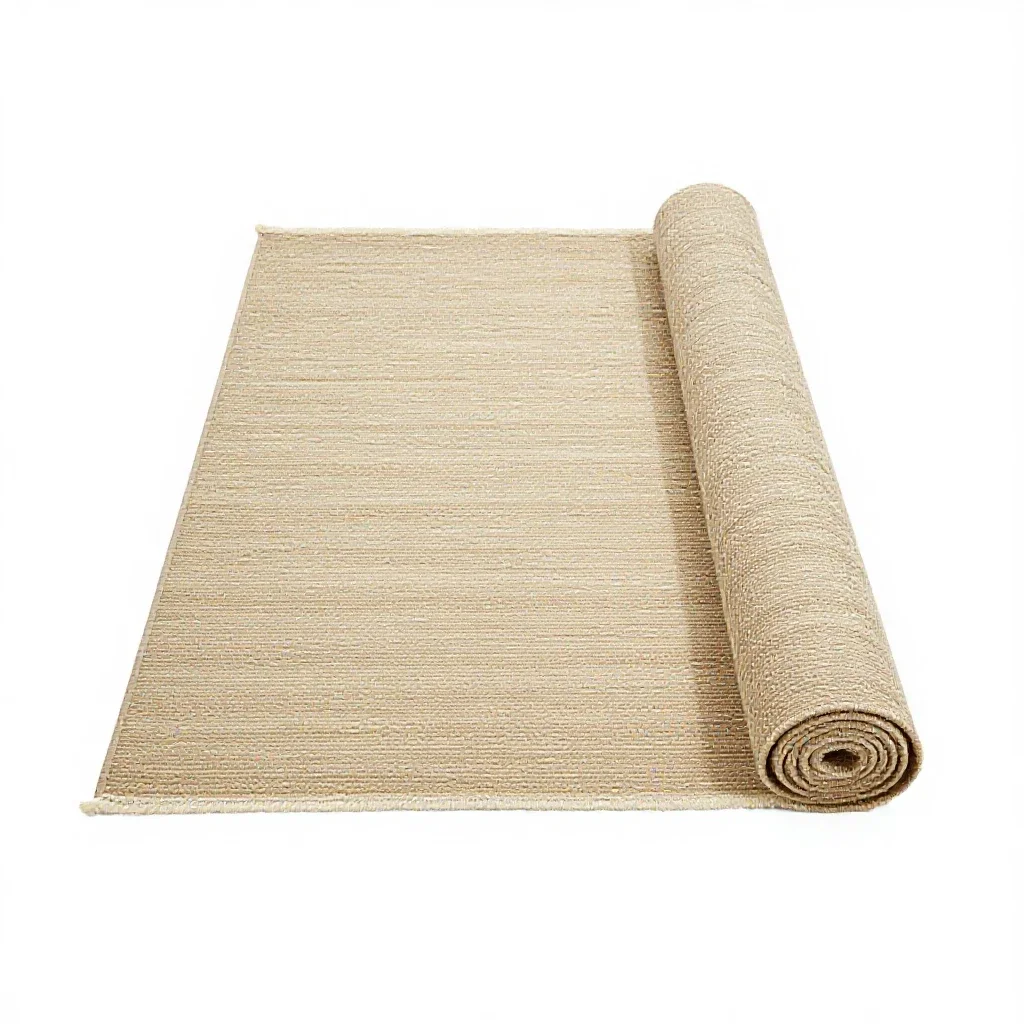 Hand-knotted wool rug rolled up isolated on a white background