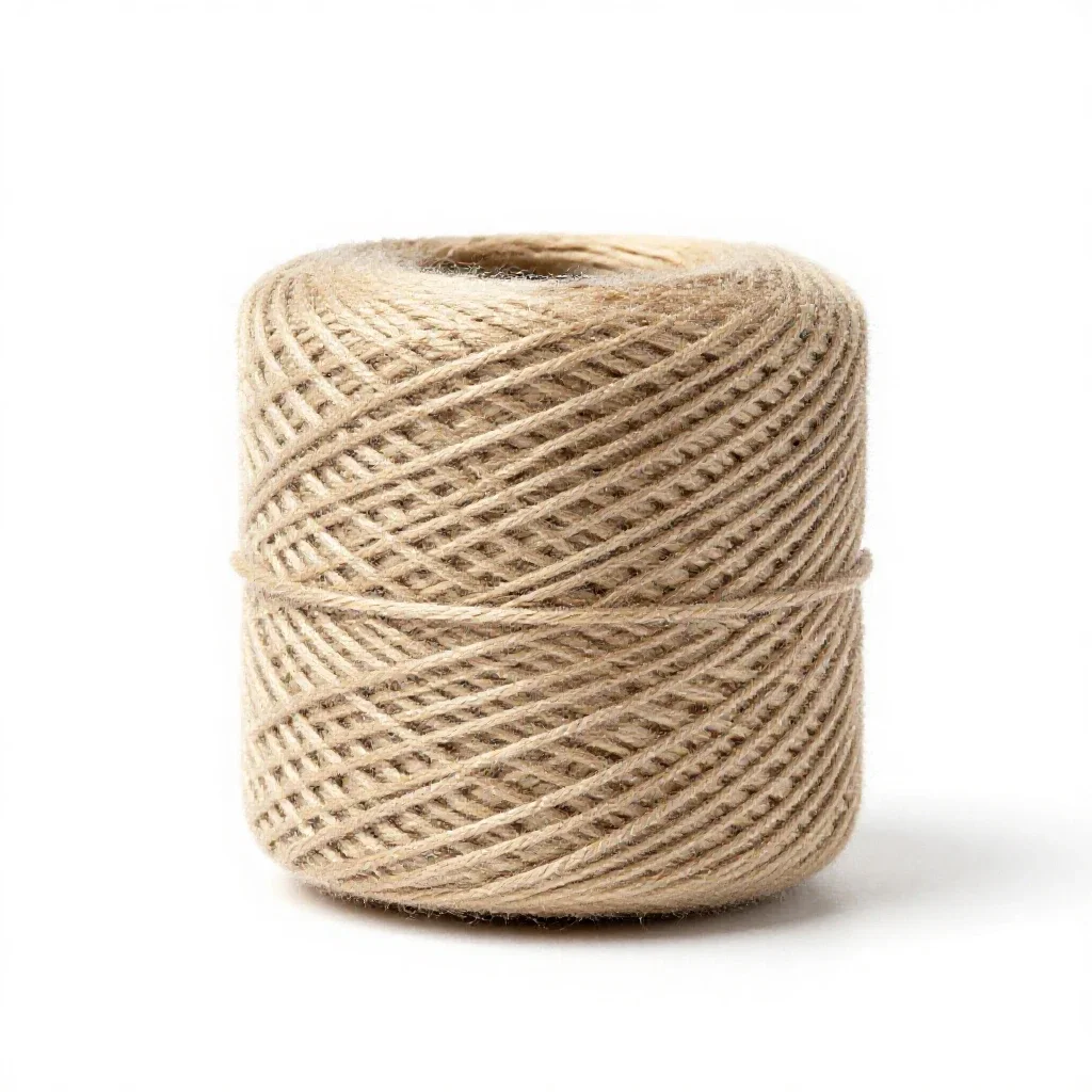 Spool of natural twine isolated on a white background