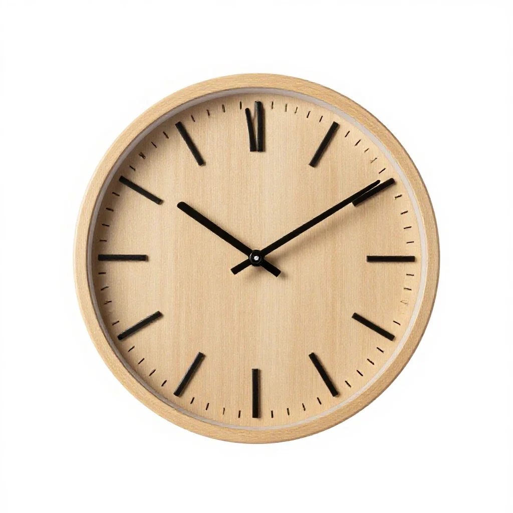 Wall clock with a plain face isolated on a white background