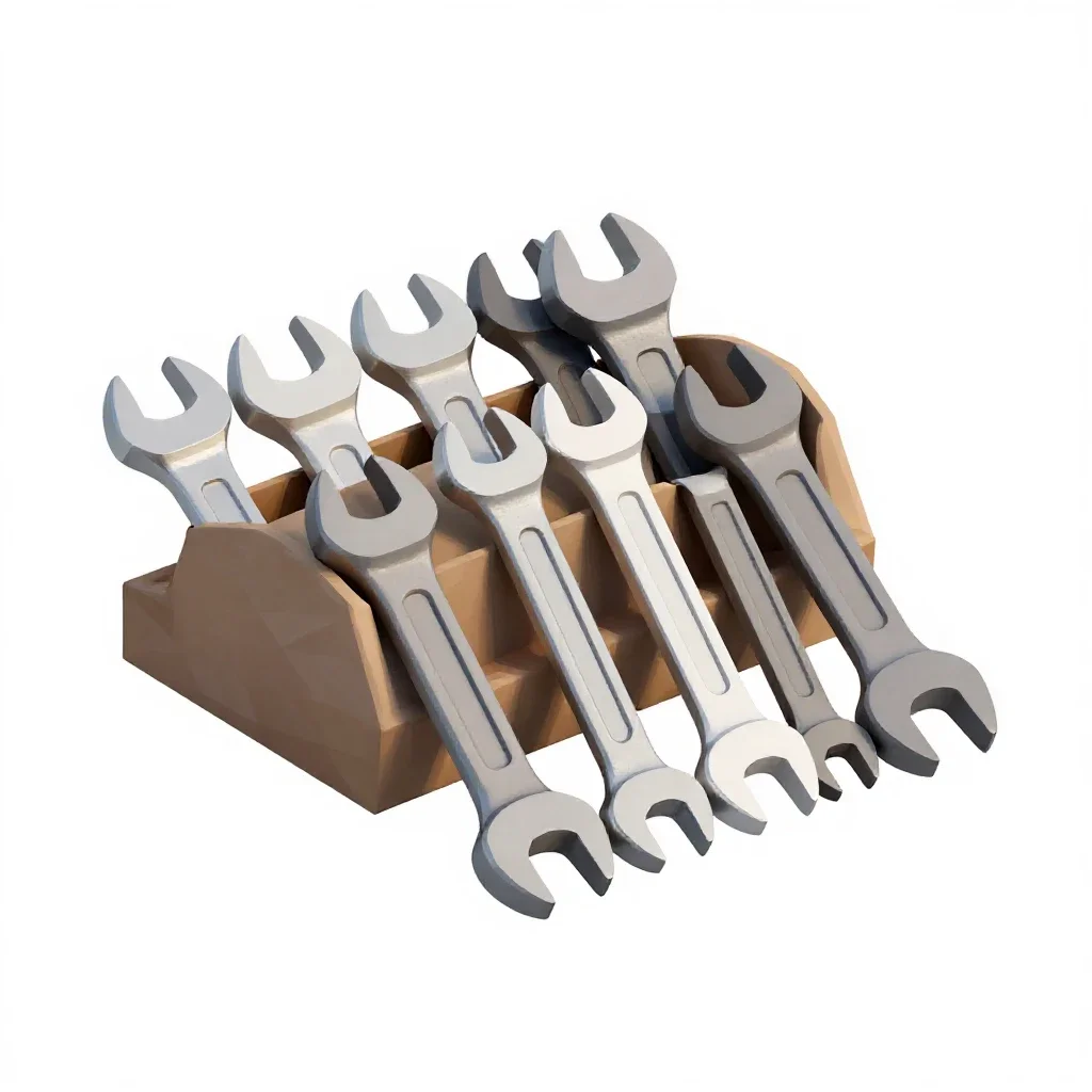 Tool roll of wrenches isolated on a white background
