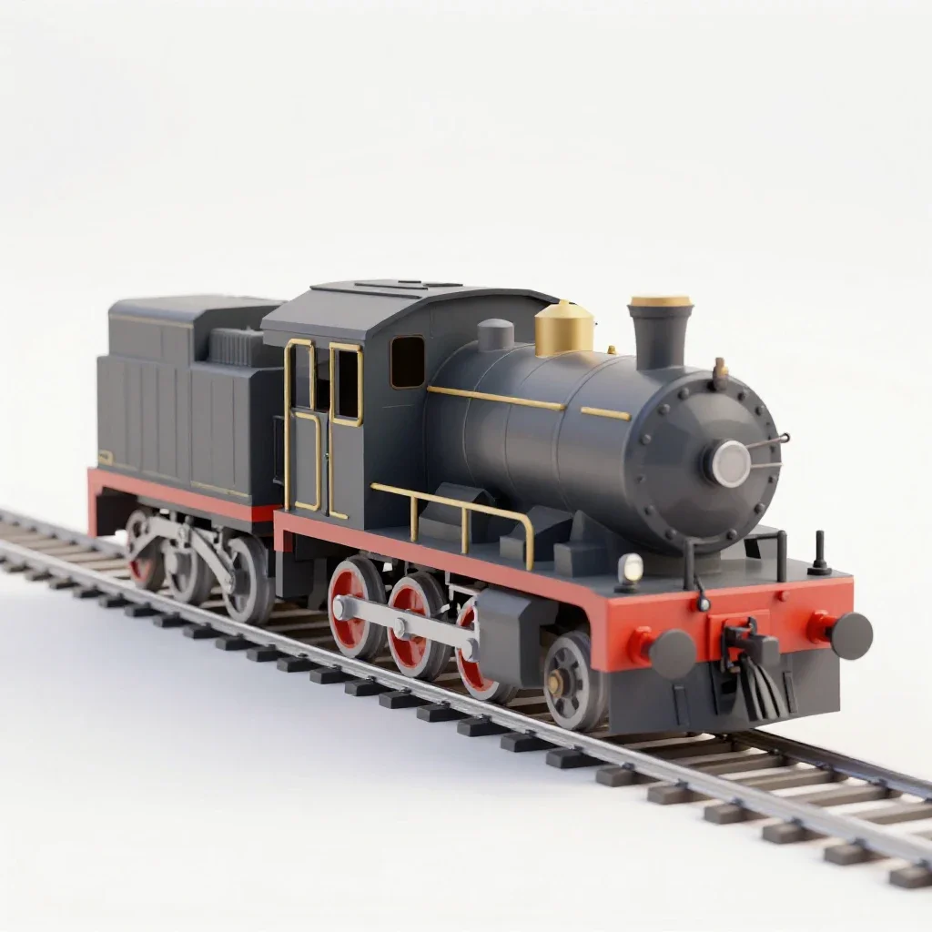 Model train locomotive isolated on a white background