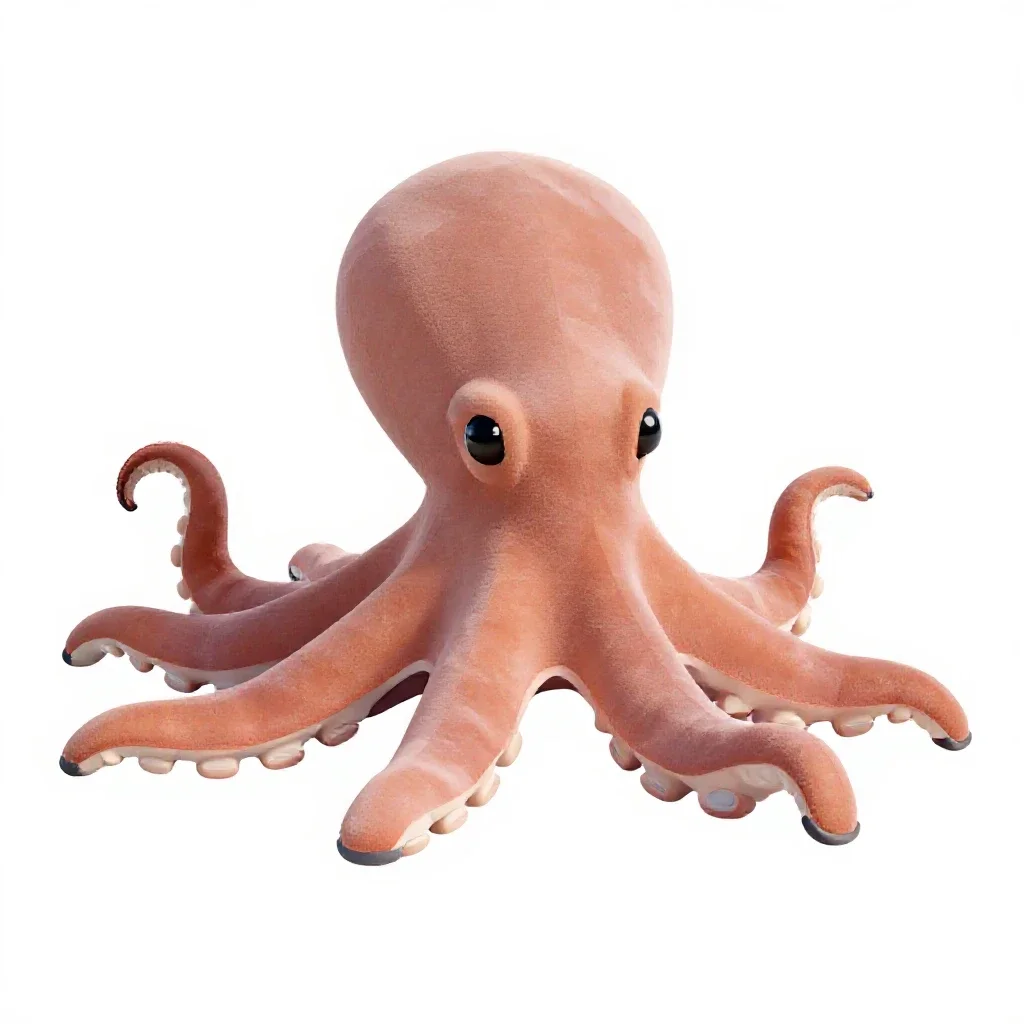 Plush octopus isolated on a white background