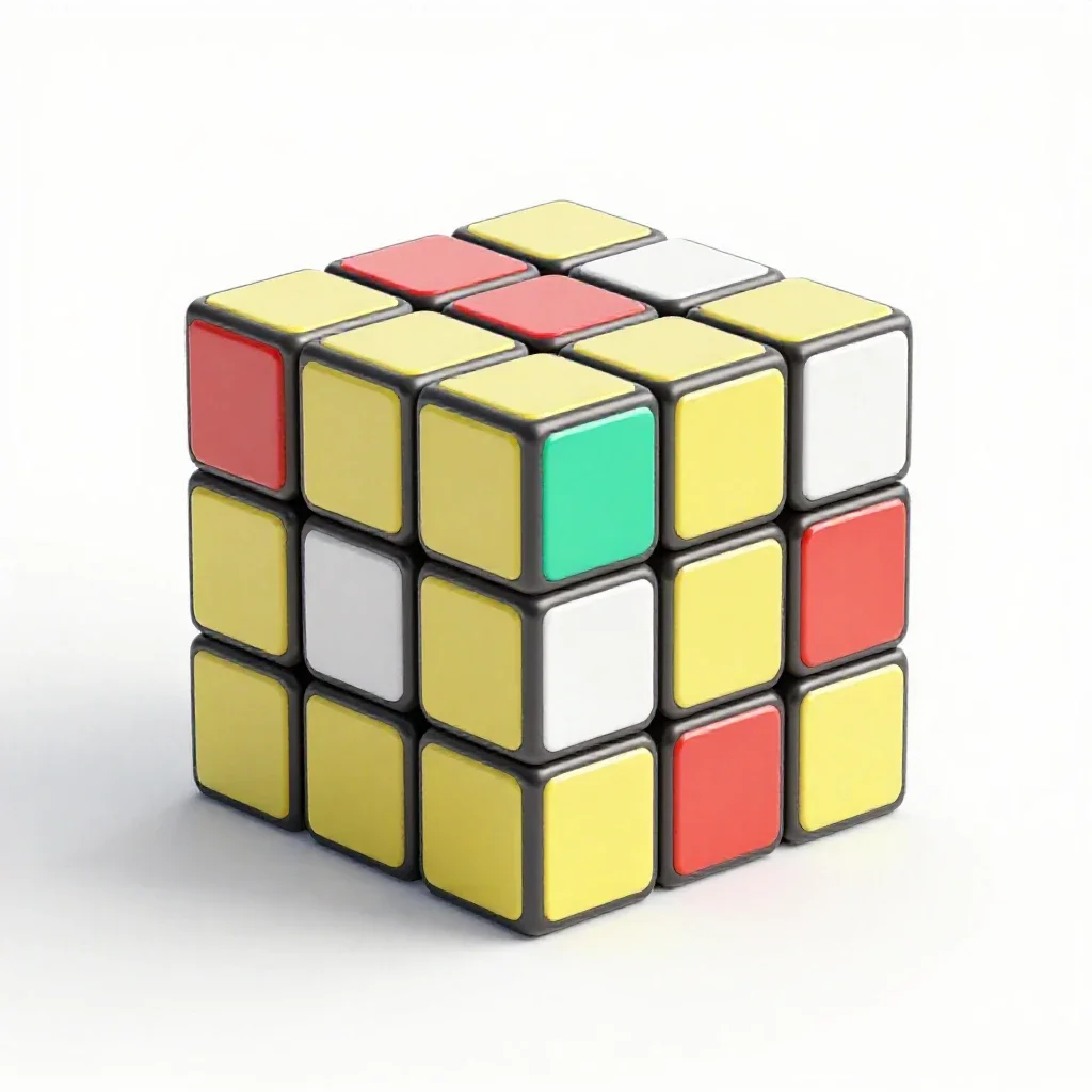 Rubik style twisty puzzle isolated on a white background