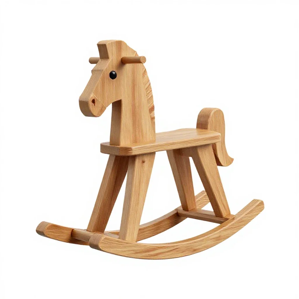 Wooden rocking horse isolated on a white background