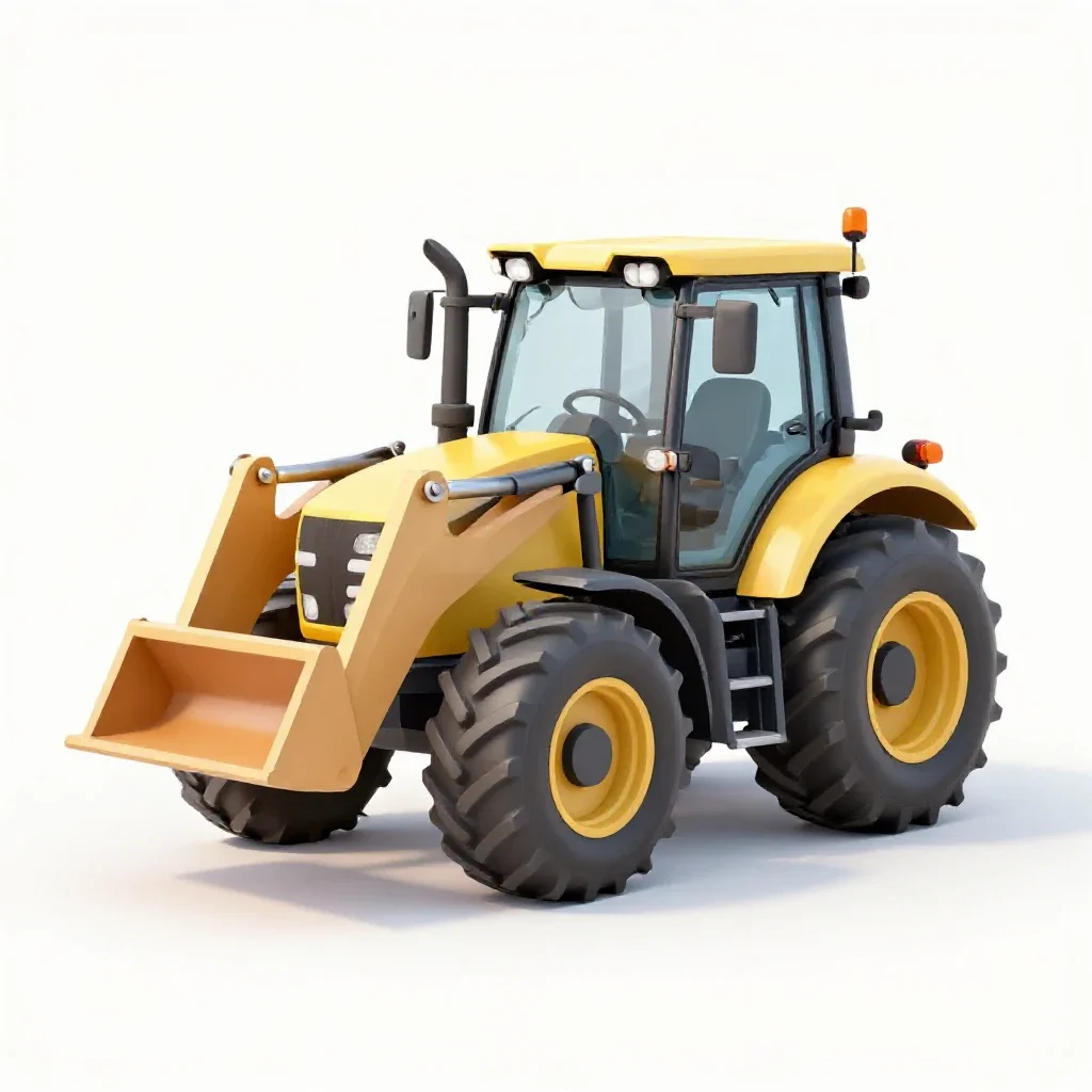 Tractor with a loader isolated on a white background
