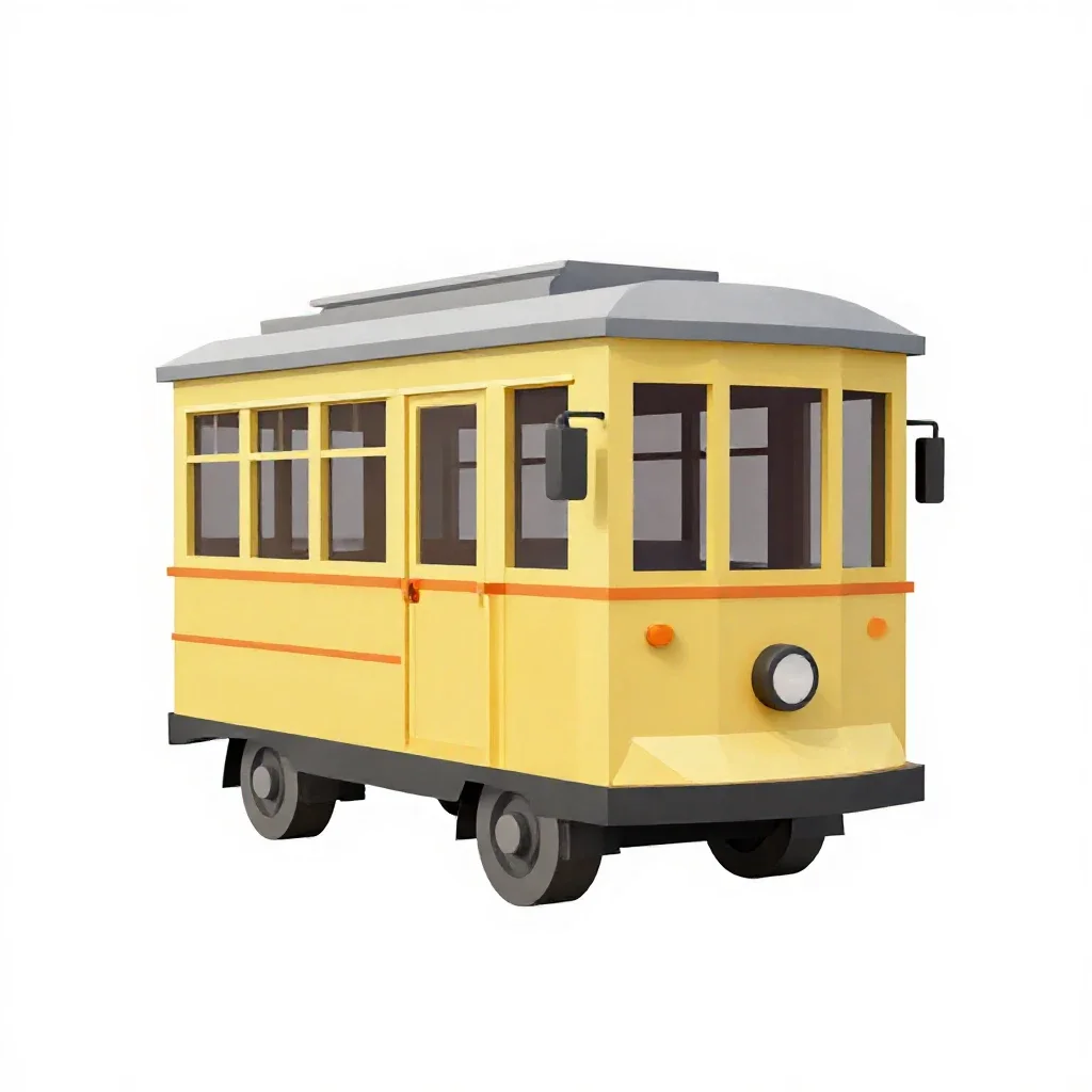 Tram carriage isolated on a white background