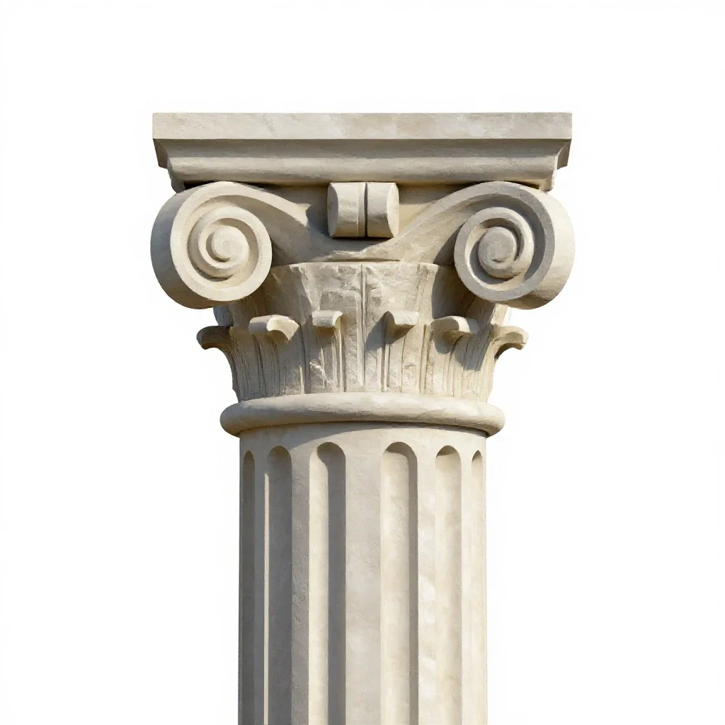 Corinthian column capital isolated on a white background