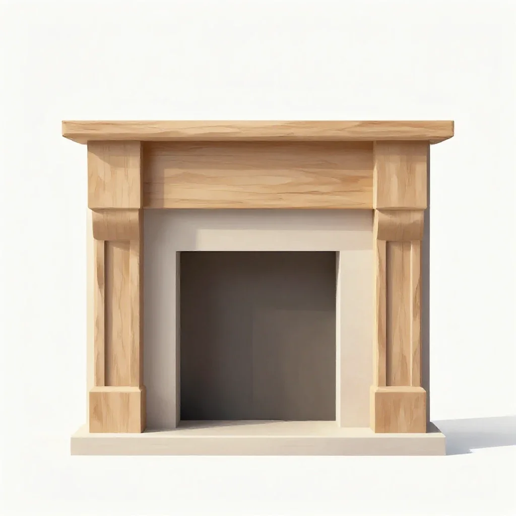 Fireplace mantel isolated on a white background