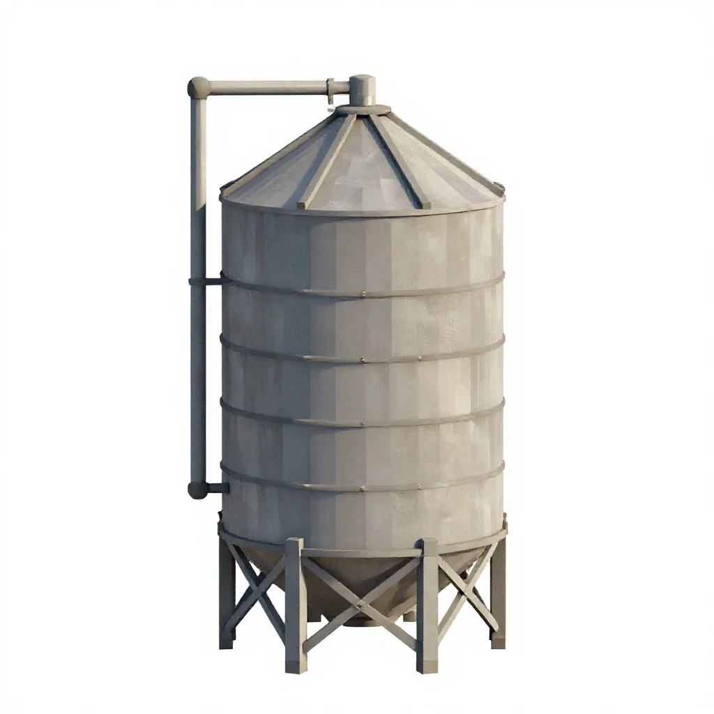 Grain silo model isolated on a white background