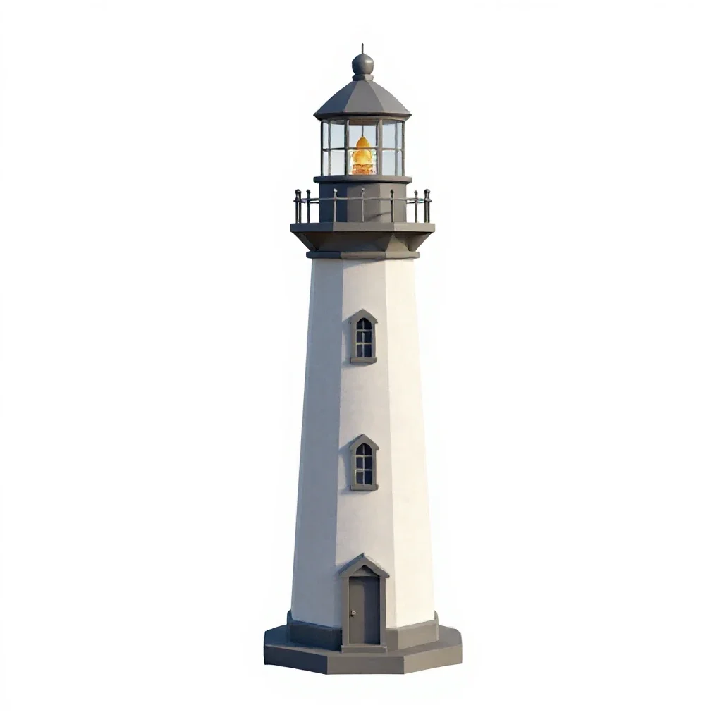 Lighthouse model isolated on a white background
