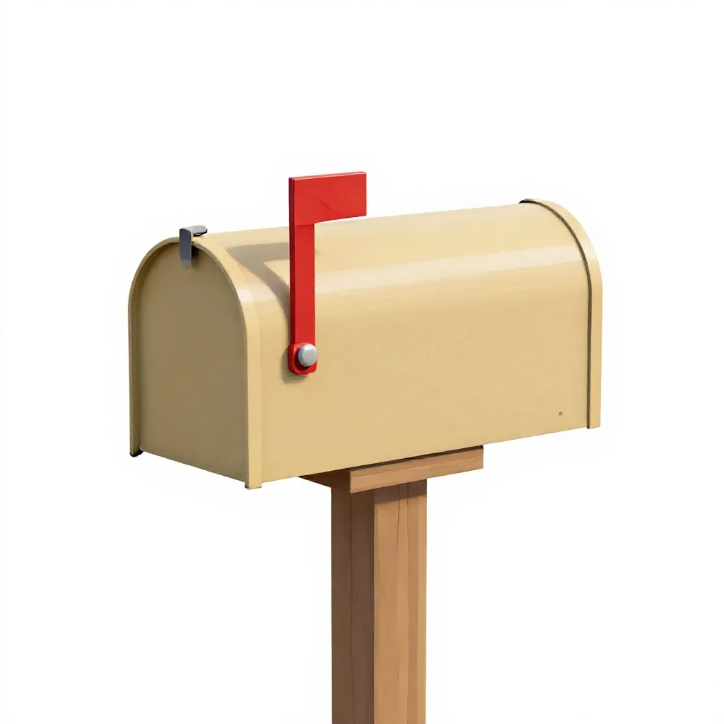 Mailbox on a post isolated on a white background