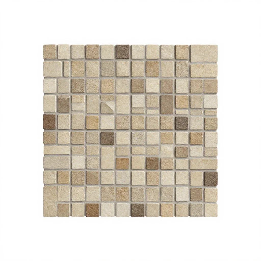 Mosaic floor tile section isolated on a white background