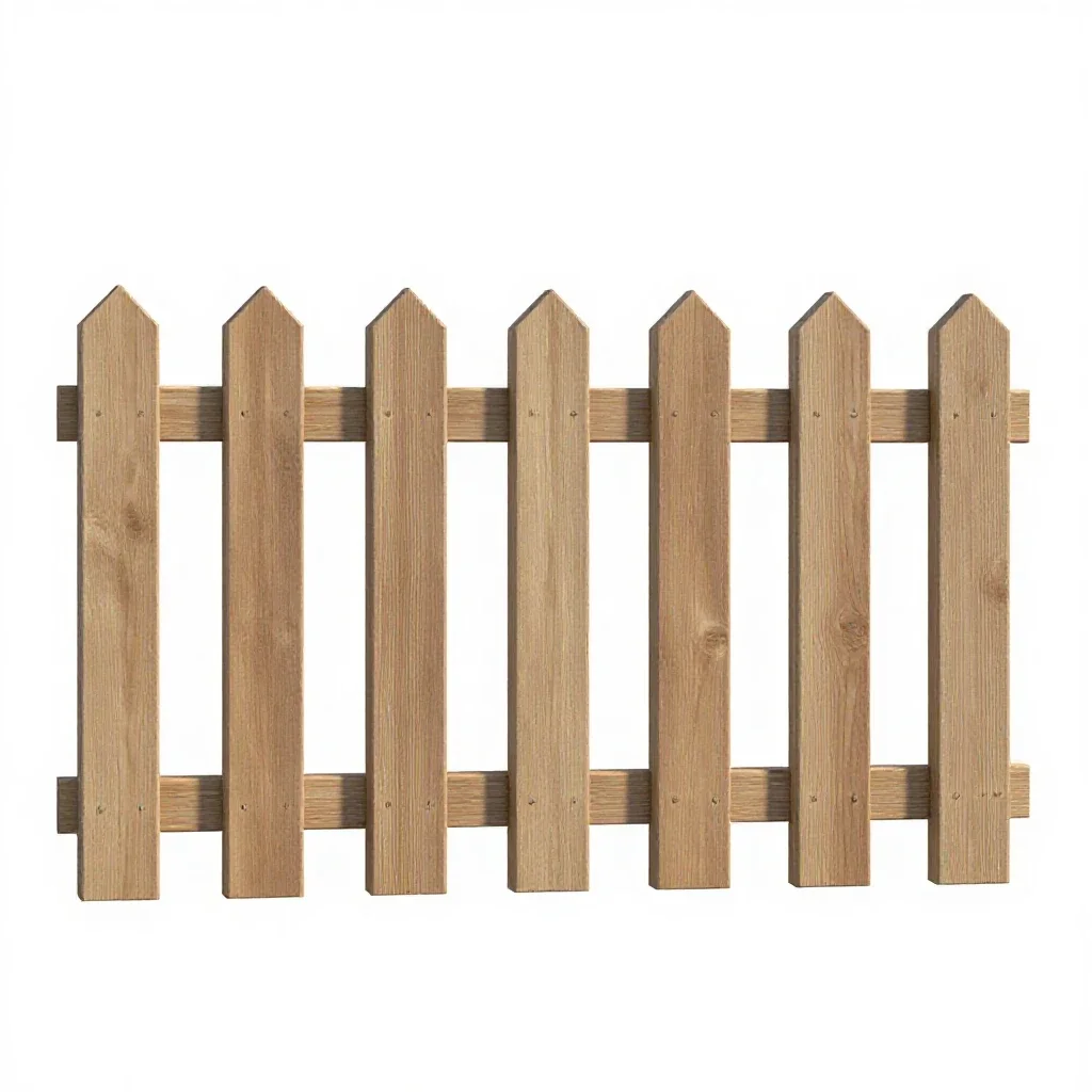 Picket fence section isolated on a white background