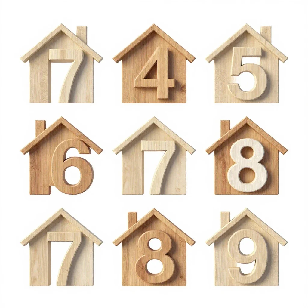 Set of house numbers isolated on a white background