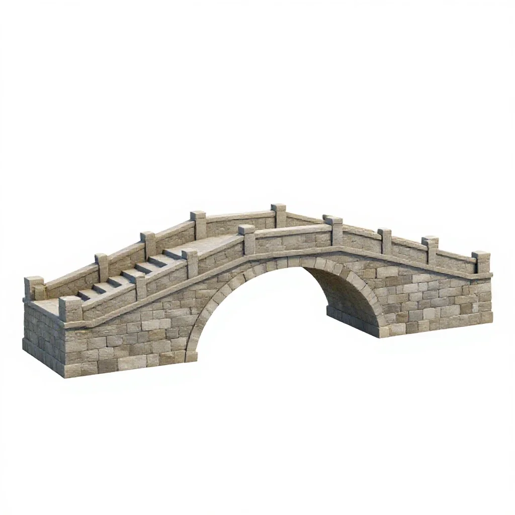 Stone bridge model isolated on a white background