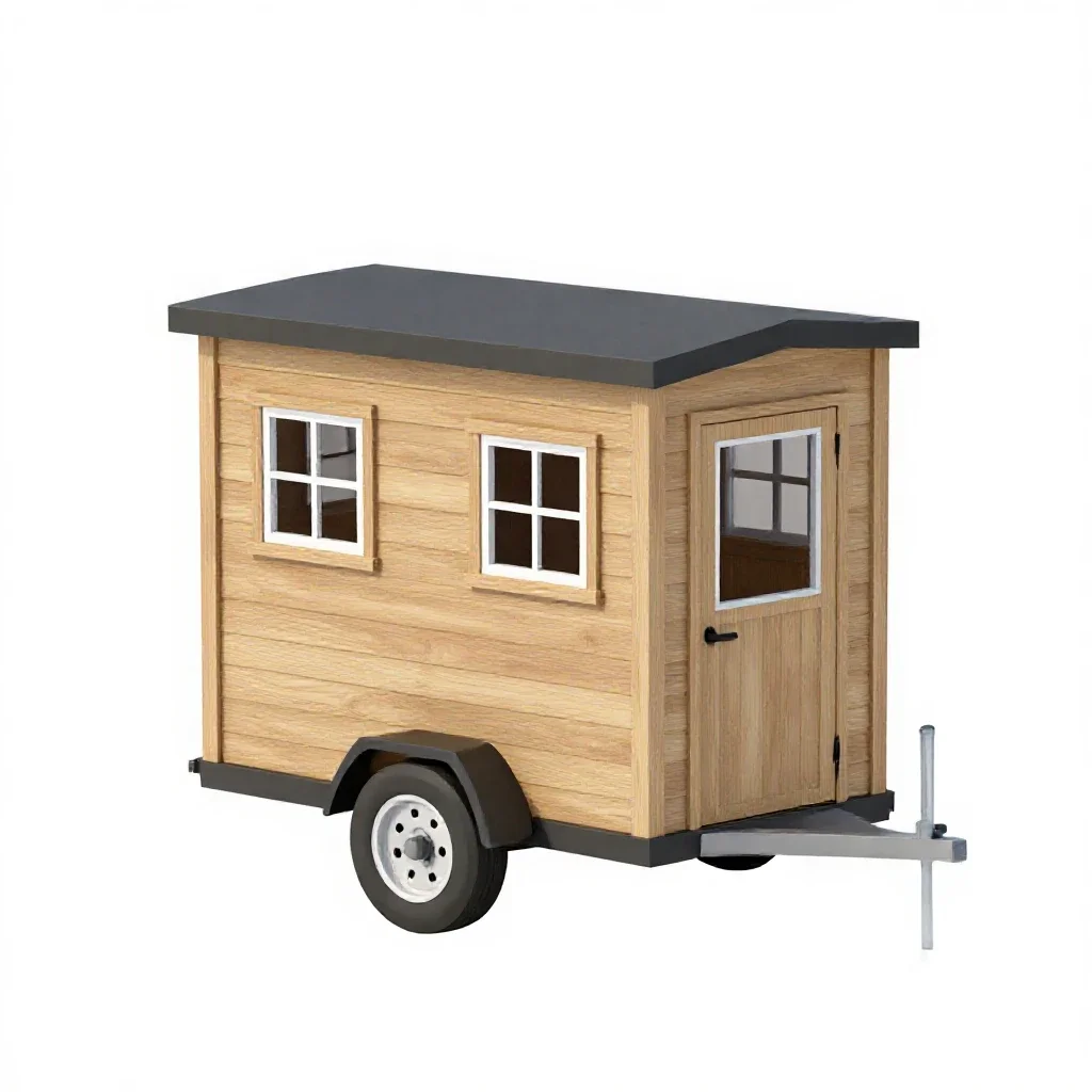 Tiny house on a trailer isolated on a white background