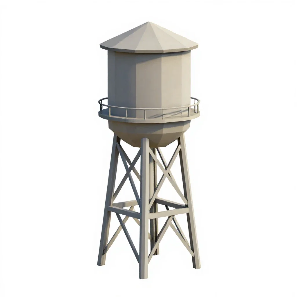 Water tower model isolated on a white background