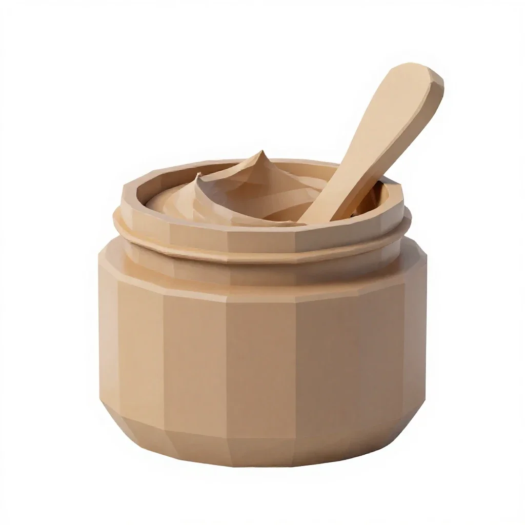 Clay mask jar with a spatula isolated on a white background