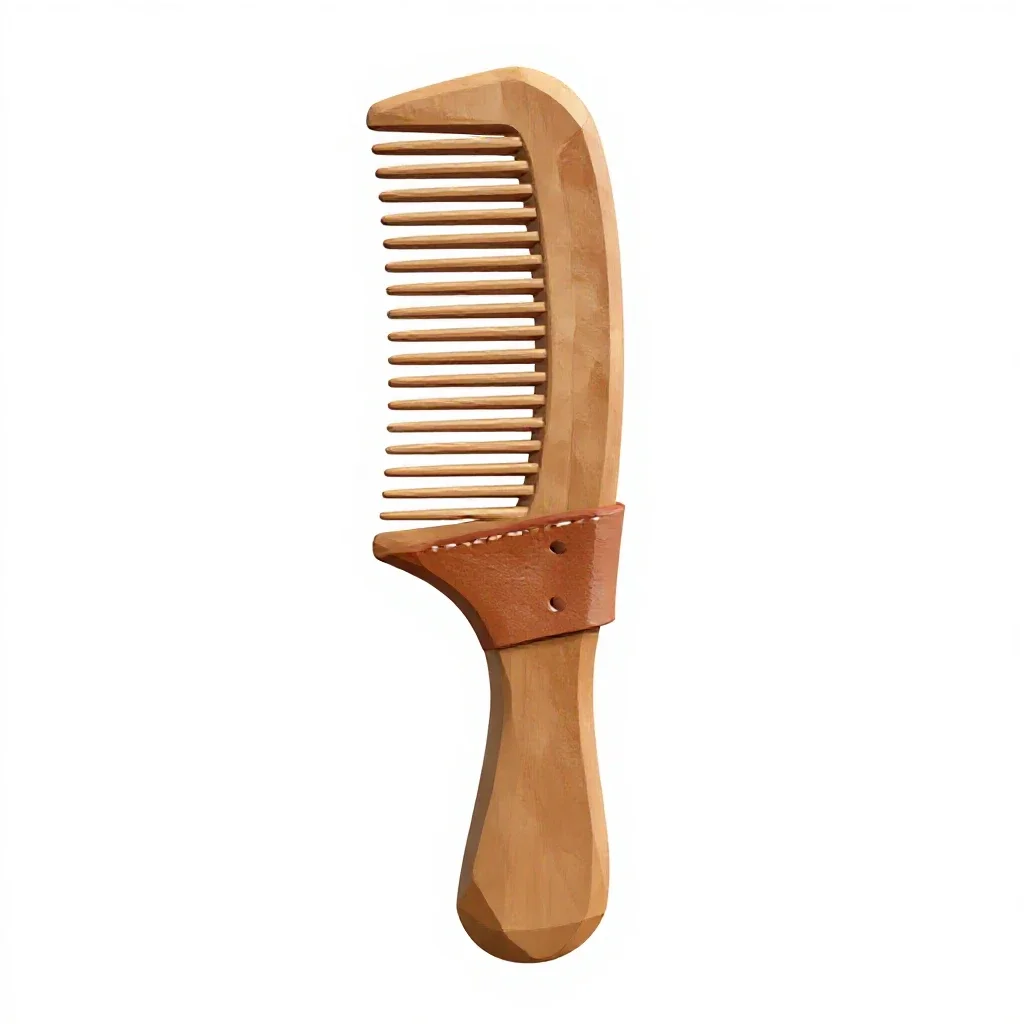 Comb in a leather sleeve isolated on a white background