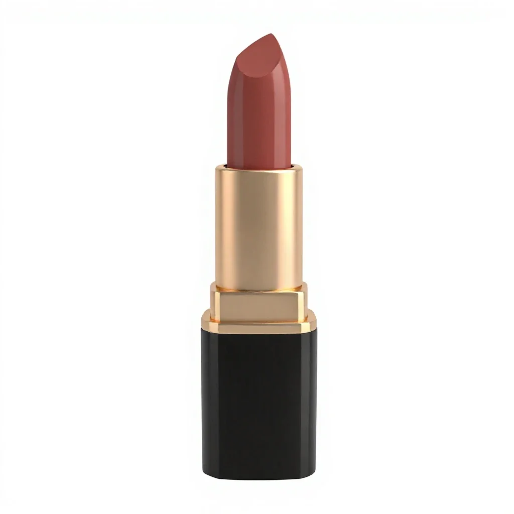 Lipstick tube uncapped isolated on a white background