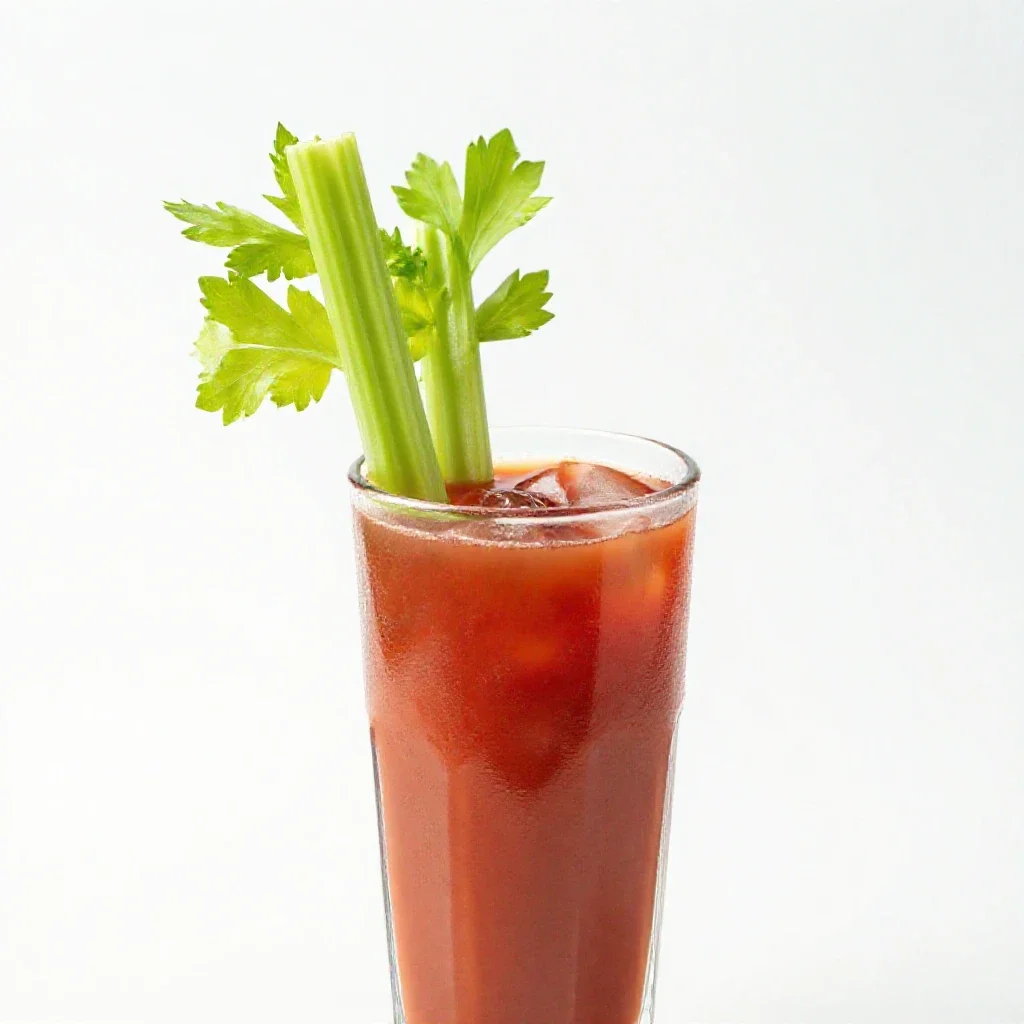 Bloody mary with a celery stalk isolated on a white background