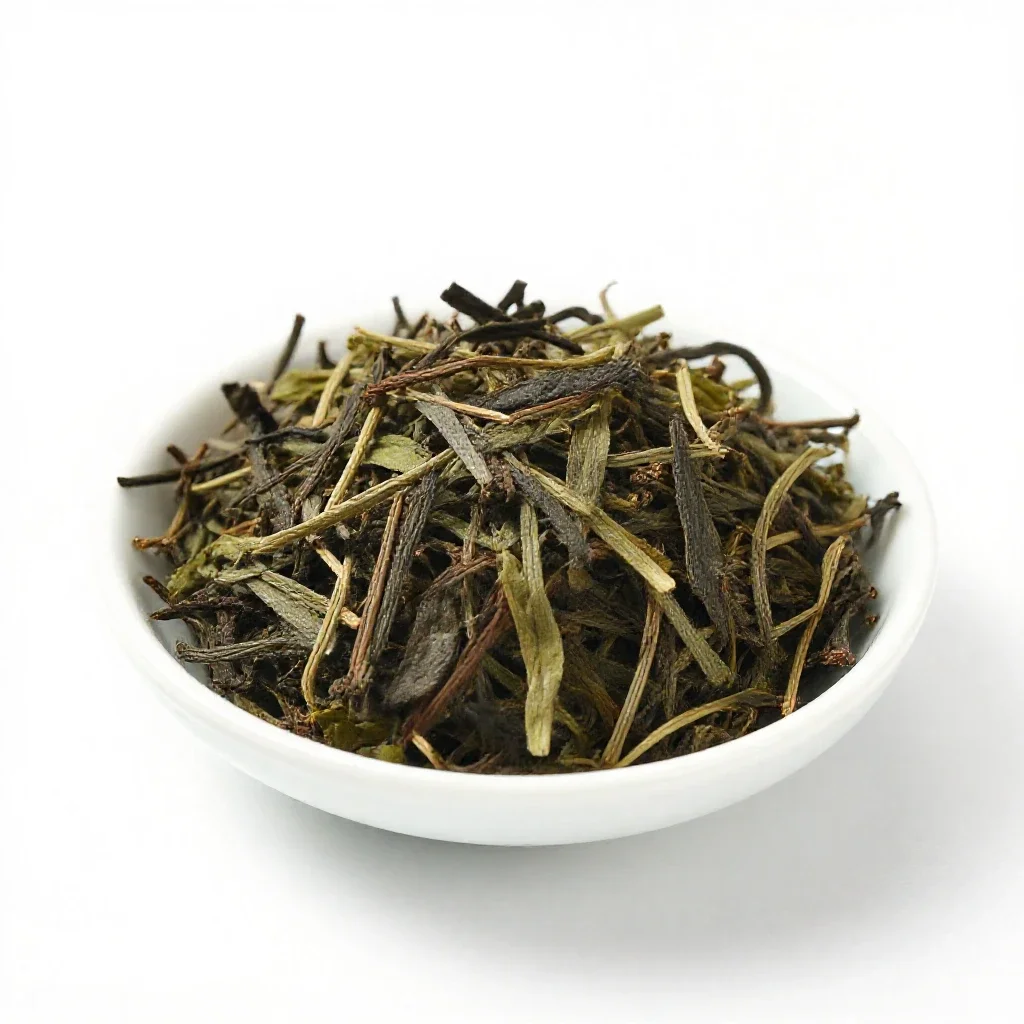 Genmaicha in a kyusu isolated on a white background