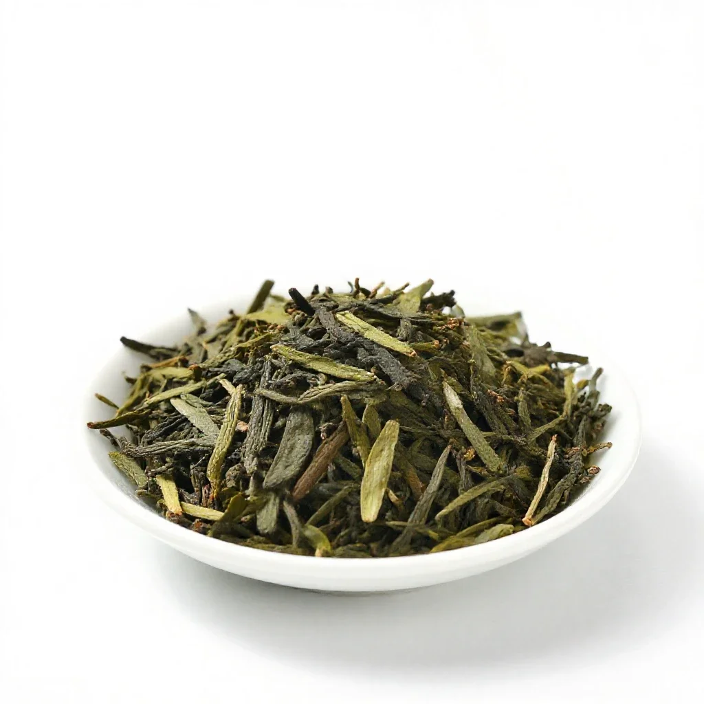 Mint tea poured from height isolated on a white background