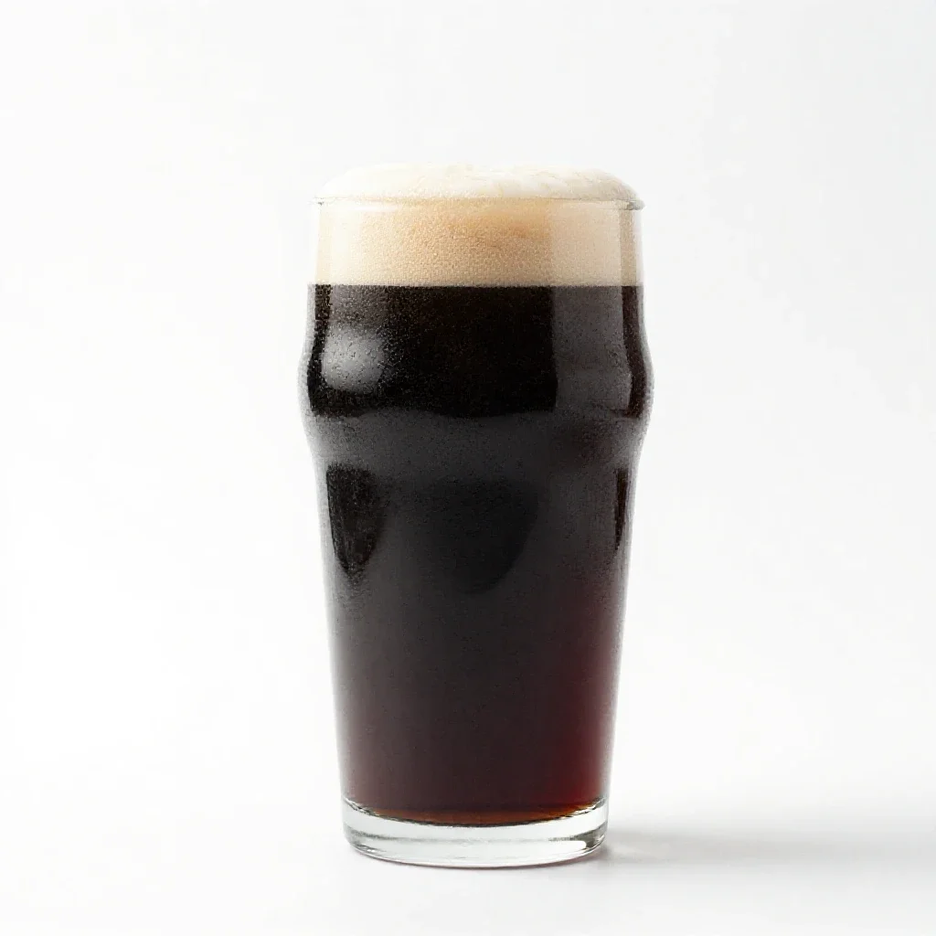Pint of stout settling isolated on a white background
