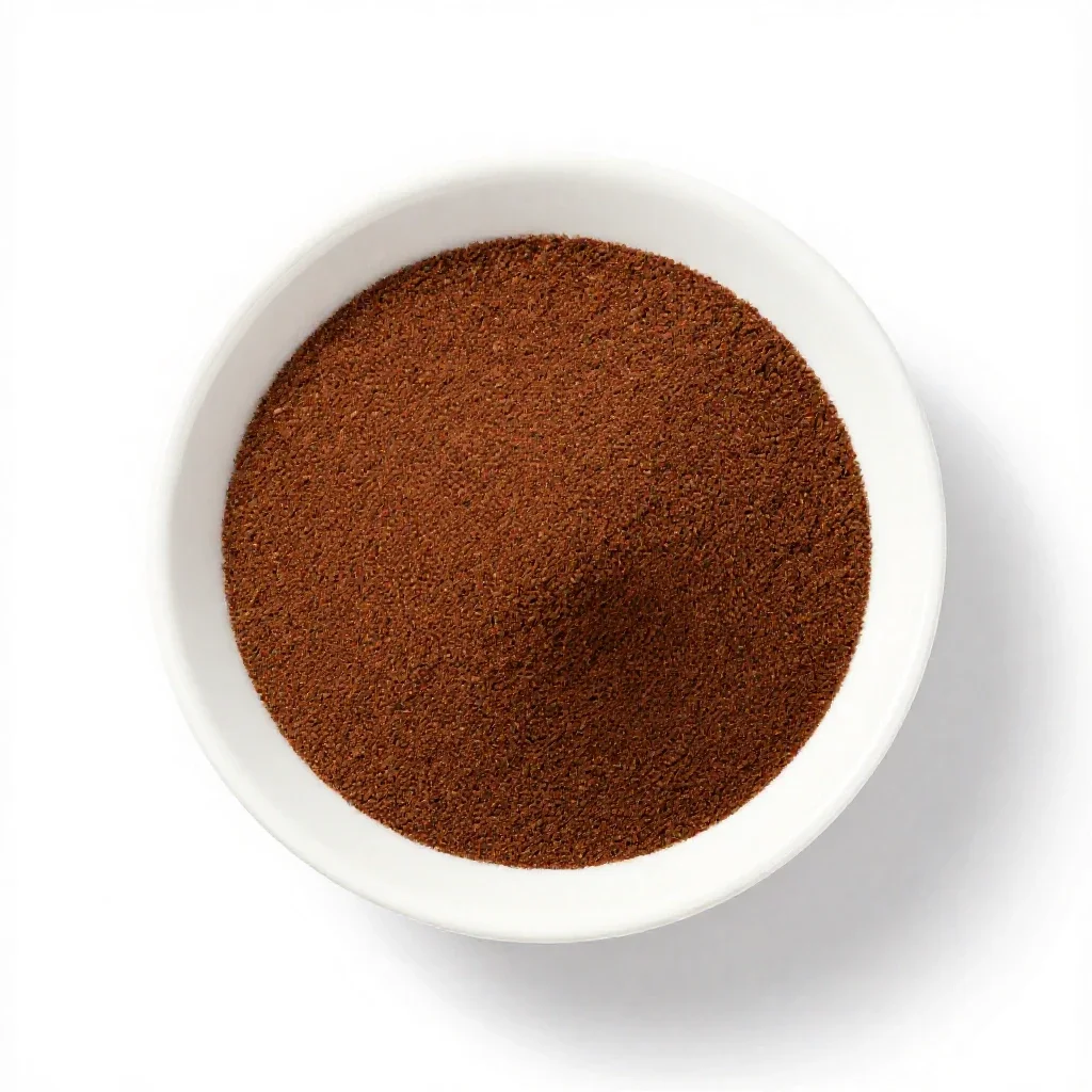 Pour-over coffee mid-bloom isolated on a white background