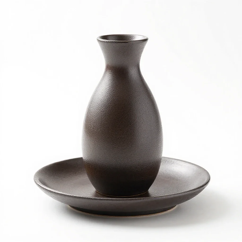 Sake set with a tokkuri isolated on a white background