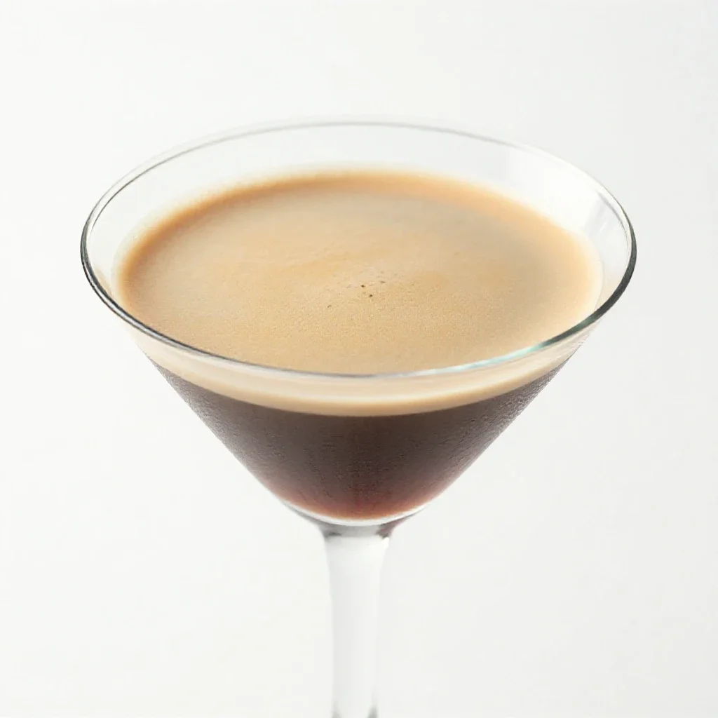 Espresso martini with crema isolated on a white background
