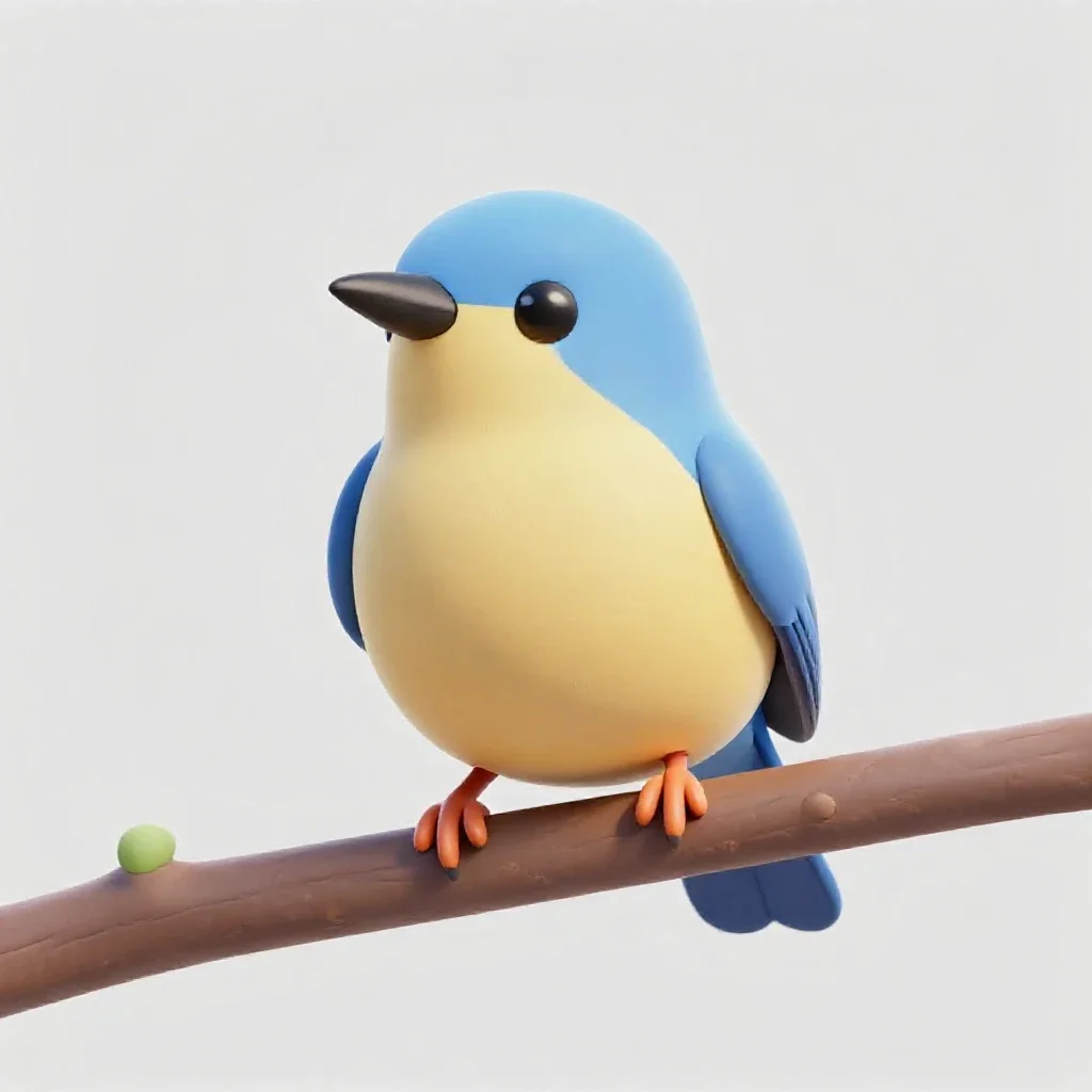 Bellbird on a branch isolated on a white background