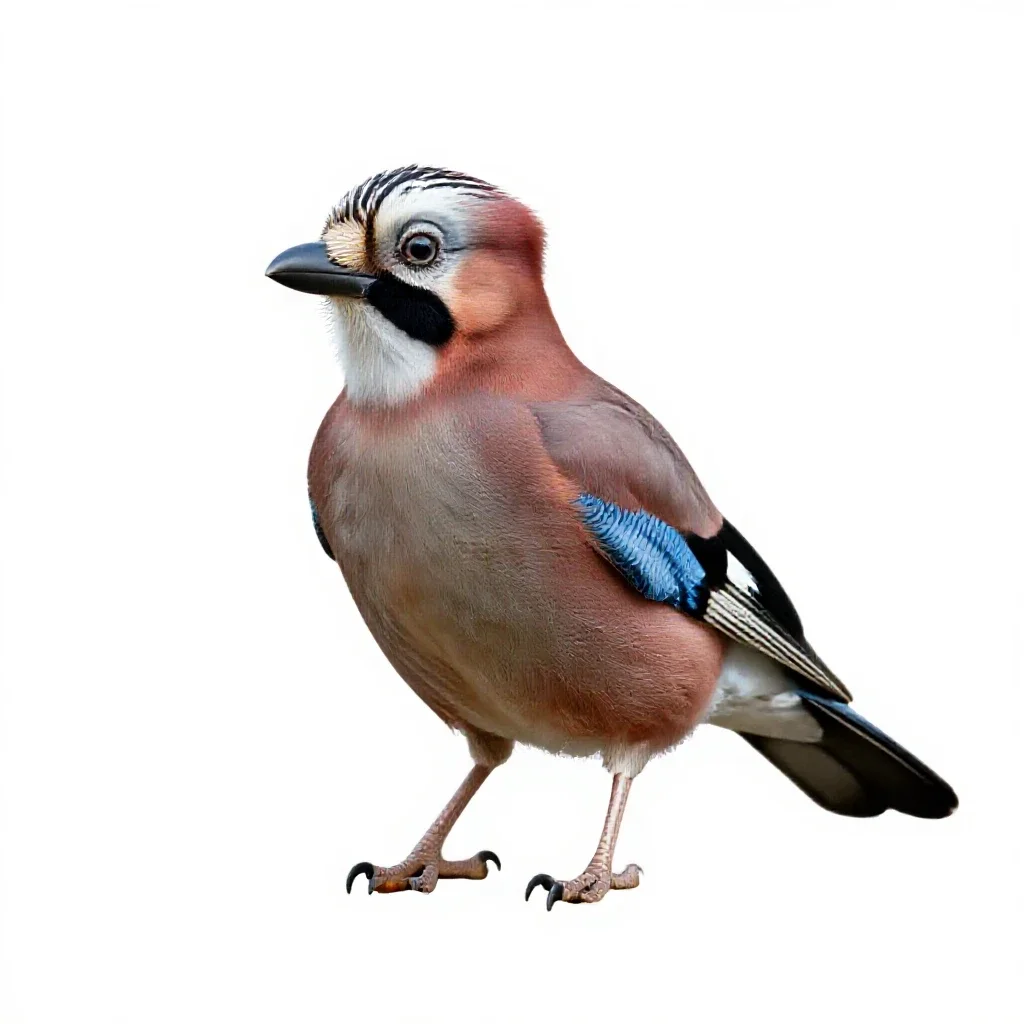 Jay with acorn isolated on a white background