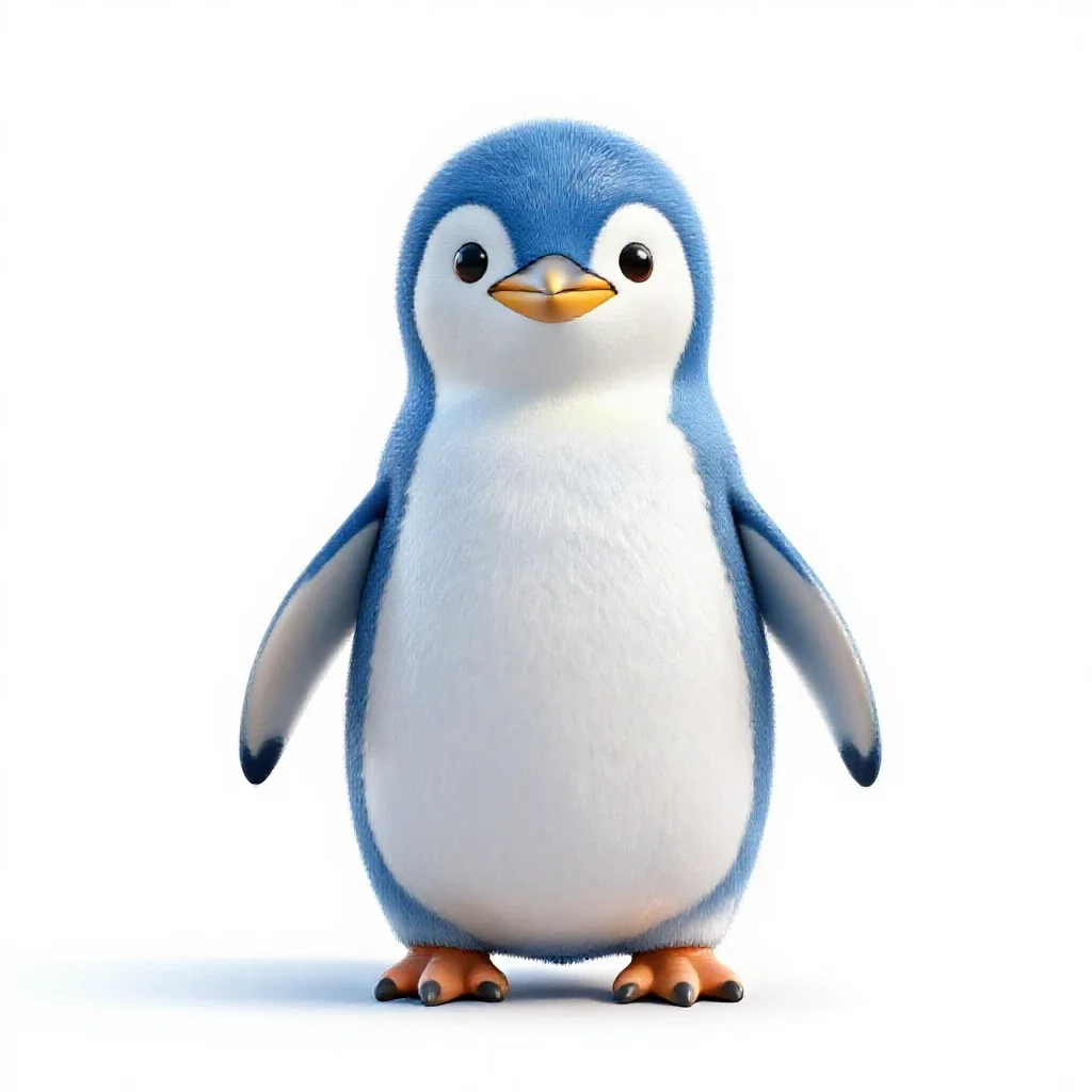 Little blue penguin isolated on a white background