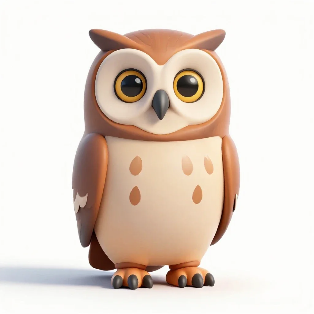 Morepork owl isolated on a white background