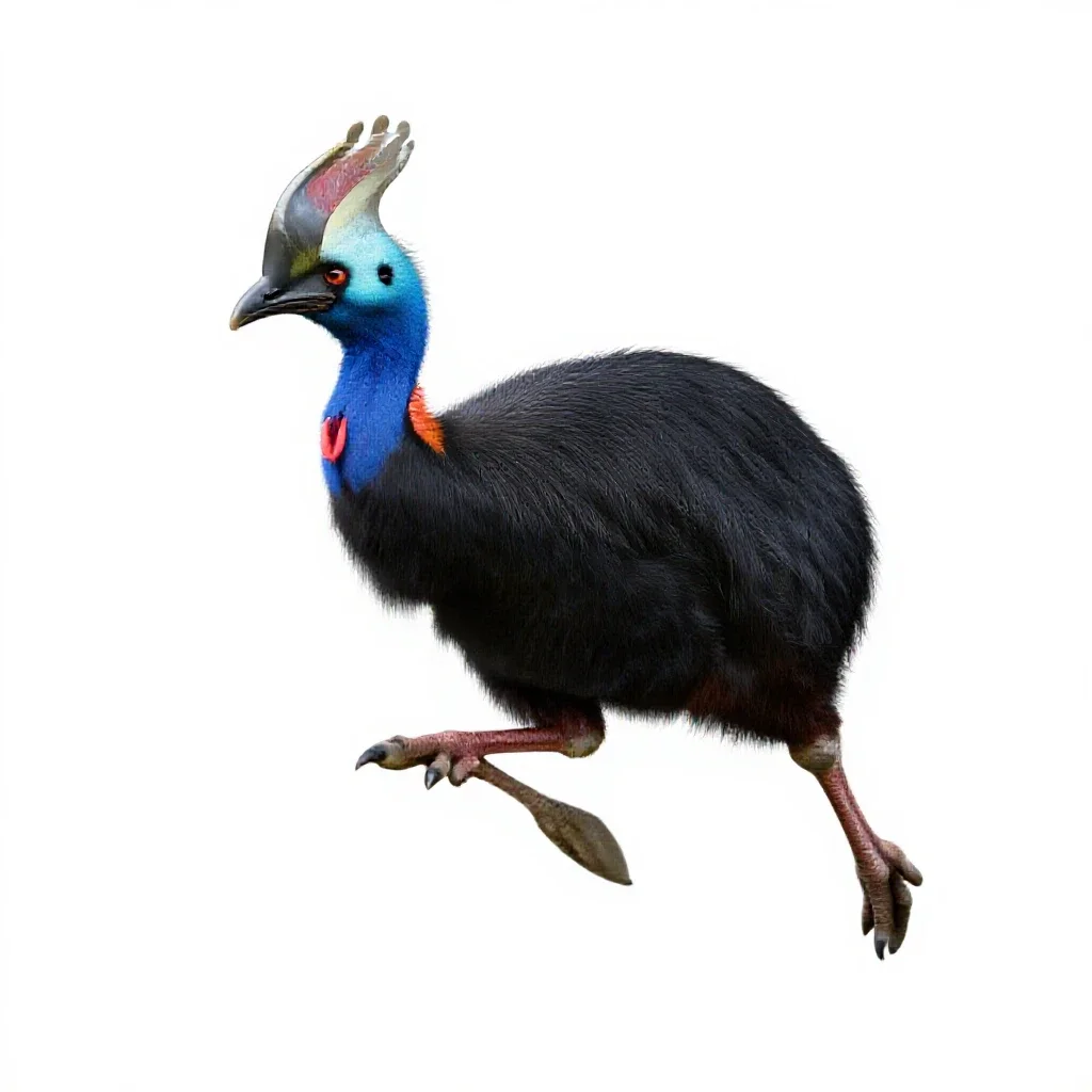 Pukeko mid-stride isolated on a white background